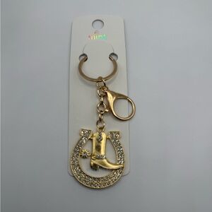 Mint Gold Horseshoe and Boot Keychain